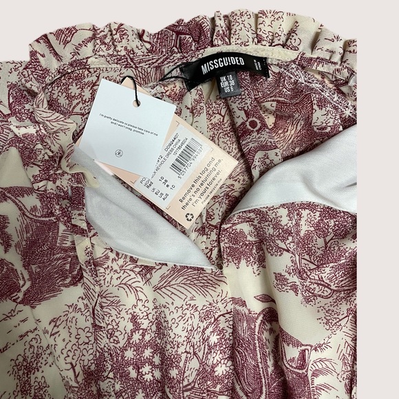 Missguided red china print frill plunge smock dress | US 6 - Picture 6 of 6